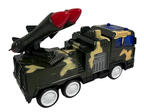 Großer Panzer 22 cm mit Lichtern und Soundeffekten Bewegung Bump & Go Drehbarer Turm 360° Battle Tank LKW Militär Fahrzeug Camouflage Spielzeug, verschiedene Farben zufällig