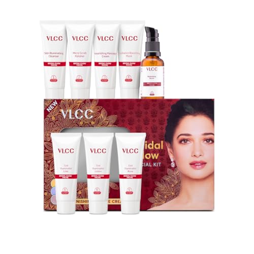 VLCC Bridal Glow Facial Kit – 147g | At-Home Facial With 3 Illuminator Strobe Creams – Gold, Lilac, Rose | With Hyaluronic Acid, Niacinamide, and Vitamin C