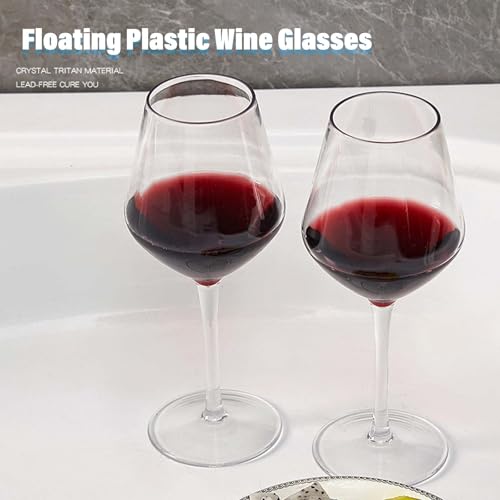 alouweekuky Floating Wine Glasses for Pool Set of 2, 420 ml, Tritan Wine Glasses, Plastic Glasses, Floating Swimming Pool - Image 2