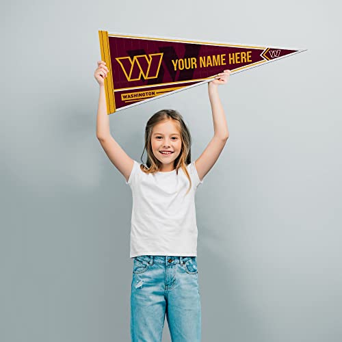 Image of Rico Industries NFL Football Washington Commanders Personalized - Custom 12 inch x 30 inch Soft Felt Pennant - EZ to Hang