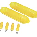 Chef Craft Select Plastic Corn Dishes with Holders, 11 inch 4 Piece Set, Yellow