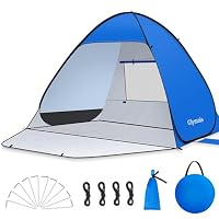 Glymnis Strandmuschel Pop Up Strandzelt Strand Zelt mit Reißverschlusstür UV-Schutz 50+ Windschutz kleines Packmaß Blau Strandzelt