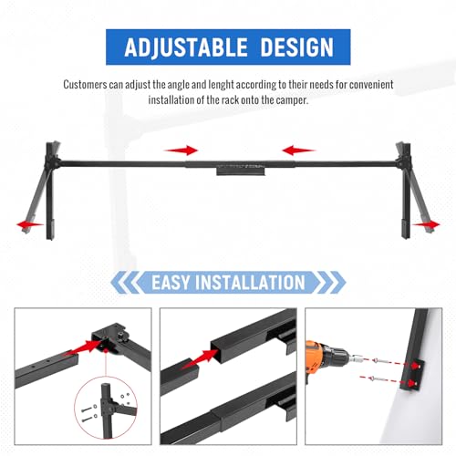 AA-Racks Model X-TCR Universal Truck Caps & Topper Ladder Rack 2 Bar Ladder Rack Adjustable Iron Cross Bar