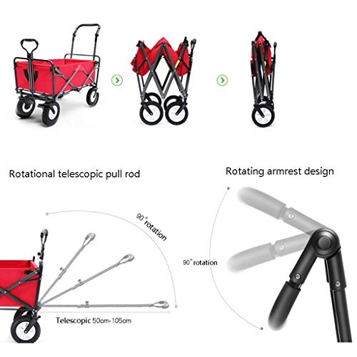 Carrito plegable para jardín doméstico, carrito multiusos resistente para compras, camping, pesca y actividades al aire libre miniatura 6