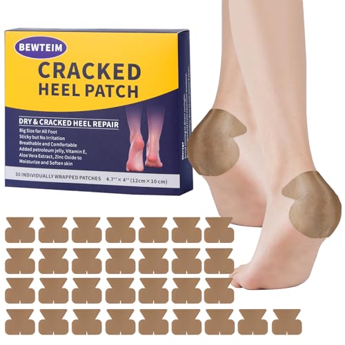 30 Pack Plus Size Adhesive Cracked Heel Treatment Patches Repair Cracked Heels Bandage 4.7’’×...