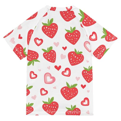 Strawberry Country Style Valentines Short Sleeve Boy Bathing Suit Rashguard Swimsuit for Girls Rash Guard Swimsuit for 3-12 Years ropa de bano para ninas2