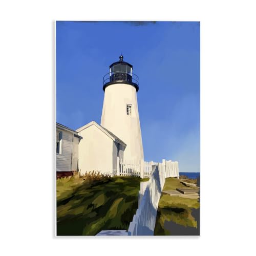 Lighthouse Ocean Beach View, 13 x 19 Inch Mounted Print on Wall Plaque