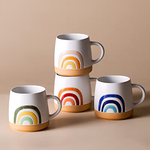 Cutiset 13 Ounce Rainbow Ceramic Coffee Mugs, Unique Glazed Microwave Safe And Oven Safe Coffee Mug,For Tea, Coffee And Hot Chocolate,Set Of 4 #TOP6