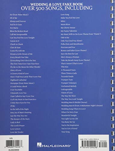 Wedding & Love Fake Book: Over 500 Songs For All "C" Instruments #TOP1