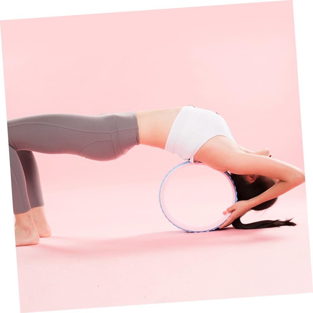 BESTonZON Yoga Rad Rückbeugen und Pilates Hilfe aus Eva und Abs Fitnessroller mit Zubehör für Yoga und Warm Up Übungen in Blau