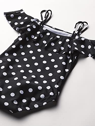 Kanu Surf Girls Peggy Upf 50+ Beach Sport Off Shoulder One Piece Swimsuit, Dots Black, 10 Us #TOP1