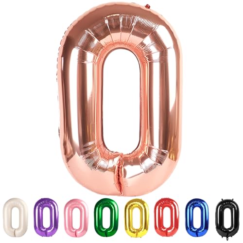 Number 0 Balloons Rose Gold Party Decorations for Women Men, 40 In Big Balloons for Engagement, Wedding, Celebration Party, Graduations, Photo Shoot