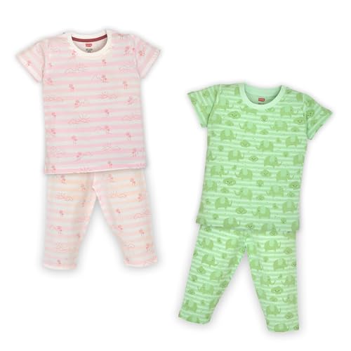 Image of LuvLap Baby Boys & Girls 100% Cotton Night Suit, Pack of 2