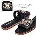 Lurnyet Women's Flat Black Sandals Dressy Summer Comfortable Fashion Leather Slippers Beach Cute Ladies Slides Casual Women's Sandals