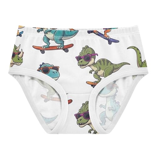 Cartoon Dinosaurs Skateboards White Cute Panties Girl Girls Underwear Toddler Cotton Animals Briefs Girls Undies 2t