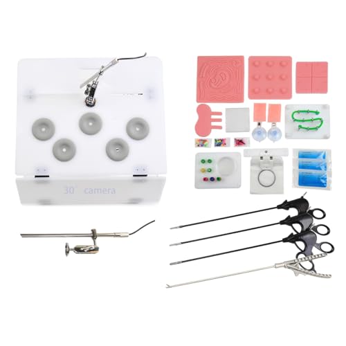 Image of Animal Abdominal Cavity Flat Trainer Simulator Training Box Teaching Module Kits with 30 Camera, JnJ Handle Pliers