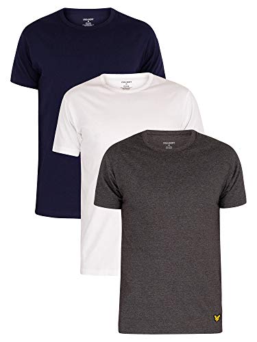 Lyle & Scott Herr Maxwell T-shirt (3-pack), Ljusvit/mörkgrå Marl/peacoat, L