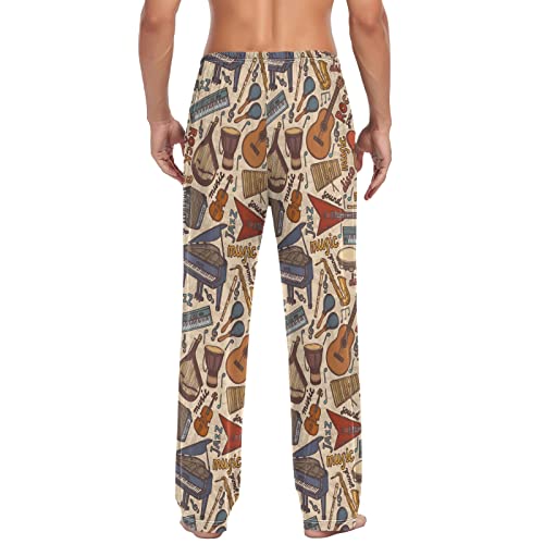 ALAZA Musical Instruments Pattern Men's Pajama Pants Soft Long Sleep Pants Lounge Pajama Bottoms with Pockets2