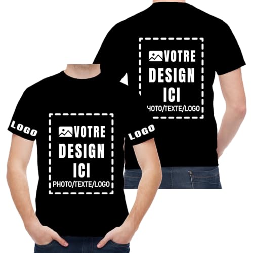 ERICAT Tee Shirt personnalisés pour Hommes et Femmes en Gros,t Shirt Personnalisable Ajoutez des Images, des Photos ou des textes personnalisé pour des Cadeaux