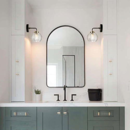 Qufute Vintage Glass Vanity Light Clear Bathroom Light Fixture ArtDeco Lamp - 4