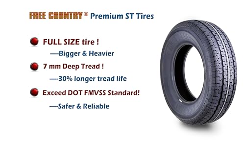 Image of Free Country Trailer Tire Wheel ST205 /75R15 8-Ply D 107N 5X5 inch Black Mod Rim