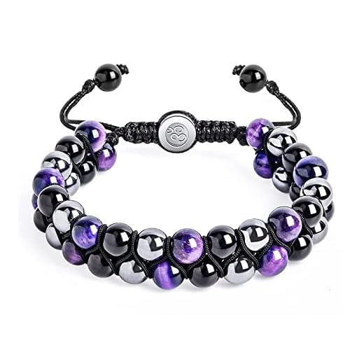 Triple Protection Bracelet for Men Women, Genuine Amethyst - Hematite - Black Onyx, Handmade Healing Crystal Beads Bracelet, Natural Stone, Bring Luck Prosperity Happiness