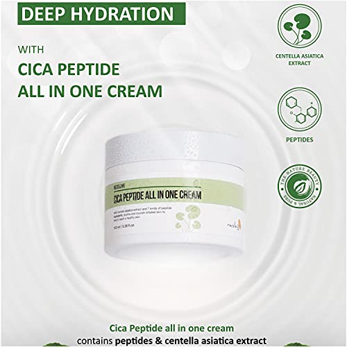 Cica Peptide All In One Cream 100Ml 3.38Oz Face Moisturizer With Centella Asiatica Niacinamide Trehalose Panthenol Adenosine Low Acid Korean Cosmetics Cruelty Free Day And Night Face Cream Soothing Moisturizing Elasticity #TOP4