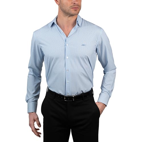 Reebok Slim Athletic Fit Long Sleeve Sport Shirts for Men - Wrinkle Free Muscle Shirt Mens Formal 4-Way Stretch