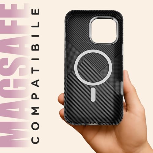 Image of AIBEX Aramid Fiber Mag-Saf Case Compatible for iPhone 13 Pro | Slim Protective Back Cover with Built-in Magnets | Wireless Charging Support | Camera Ring Stand | Shockproof with Air Guard Corners