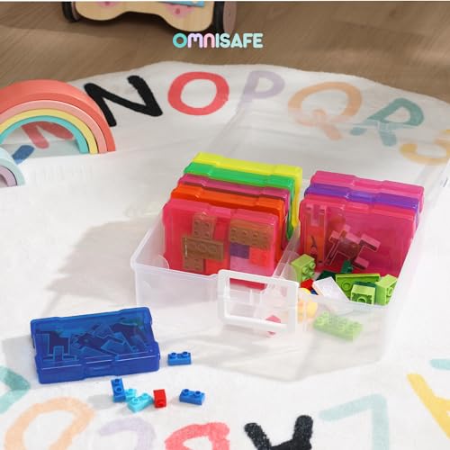 OMNISAFE 4x6 Photo Storage Cases, 16 Inner Plastic Craft Storage Container, Acid-Free Box for Pictures, Crafts, Scrapbooking, Photo Keeper with Handle