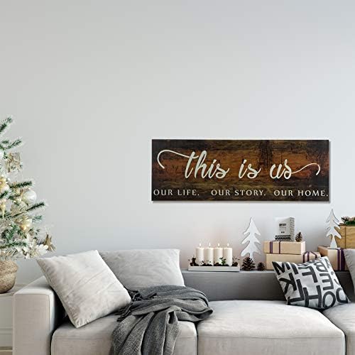 This is Us Wooden Wall Sign Family Wall Plaques Inspiration Wood Sign Farmhouse Entryway Sign Rustic Wall Plaques Art with Quotes for Living Room Bedroom Kitchen Christmas Decorations (Wood Color)