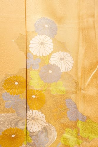 DEAR VANILLA Authentic Traditional Japanese Homongi Kimono for Women Silk Robe Made in Japan KMH-0120 Yellow - Thumbnail 7