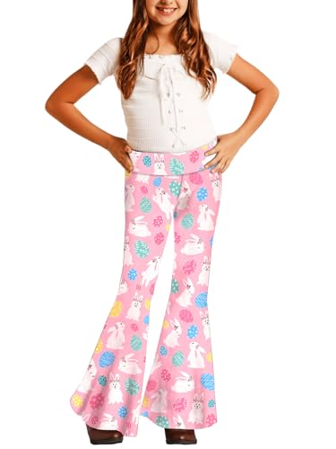 Image of Deerose Girls Bell Bottom 4 of July American Flag Hippie Pants High Waist Flare Pants 5-14 Year