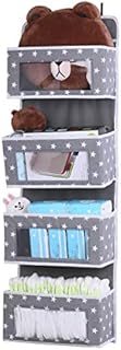 Over Door Storage Organiser, 4 Foldable Pockets Bedroom Wall Hanging Shelves with Clear Window Caddy Hanger for Baby Caddy Bathroom Wardrobe