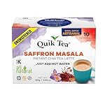 QuikTea Saffron Masala Unsweetened Chai Tea Latte – 10 Count, Bold Saffron Masala Flavor, Naturally Caffeine-Light, no preservatives, No Sugar Added – Just Add Hot Water