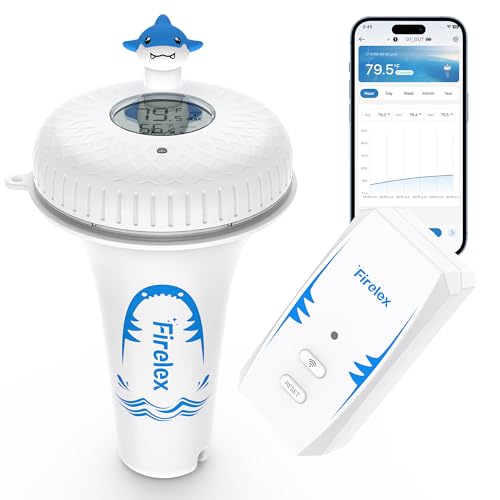 Firelex WiFi Pool Thermometer Wireless with App Remote, Easy Read Smart Thermometer Floating | Digital -40~158℉ Water Temperature Monitor IPX7 | Funny Shark for Swimming Pool, Hot Tub, Spa, Ice Bath