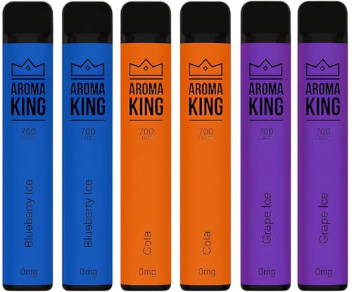 6 Stück - E Vape ohne Nlkotn - NIKOTINFREI - bis zu 600 Poffs | Verschiedene Sorten - Überraschungsmix 6er Pack Zubehör...