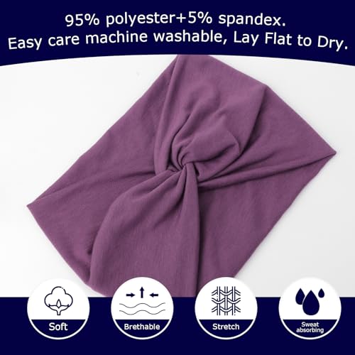 Image of DRESHOW 4 Pack Turban Headbands for Women Wide Vintage Head Wraps Knotted Cute Hair Band Accessories