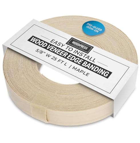 WoodPress® 15 mm Bois d'Érable Véritable Bande de Chant en Placage Préencollé – Rouleau de 7,5 m – Application à Repasser Facile à Faire soi-même, Couvre Le Bord d'un Panneau MDF Standard