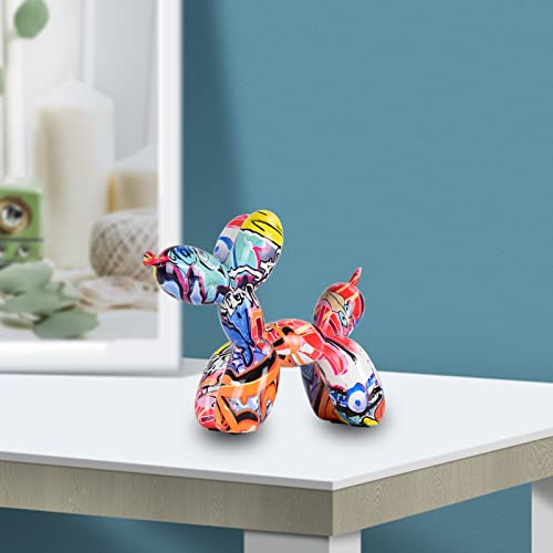Balloon Dog Sculpture Home Decor, Modern Art Balloon Dog Statue Collectible Animal Dog Figurines Creative Craftwork Home Decoration Accents Resin Crafts For Living Room Desktop Office (Colorful) #TOP4