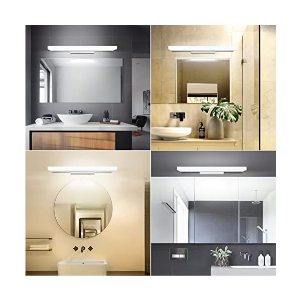 APONUO Spiegelleuchte mit Schalter, 40cm LED Badspiegelleuchte 1000lms 3000K|4000K|6000K|10W|IP44 wasserdichte Edelstahl… – Bild 7