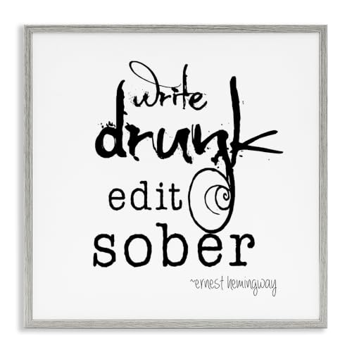 Hemingway Quote Graphic Humor Typography, 12 x 12 Inch Framed Giclée Print
