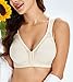 Lemorosy Women's Plus Size Full Coverage Front Closure Posture Back Unpadded Wireless Double Support Minimizer Bra (Beige, 36C)