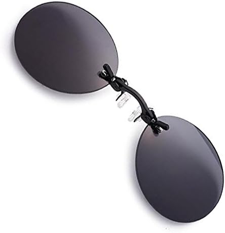 3 Colors Retro Round Clip On Nose glasses Matrix Morpheus Movie rimless sunglasses men (Black, Black)
