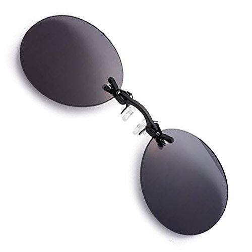 PLOPLO Retro Round Clip On Nose glasses Matrix Morpheus Movie rimless sunglasses men (Gray) by PLOPLO - Used condition - US$11.84