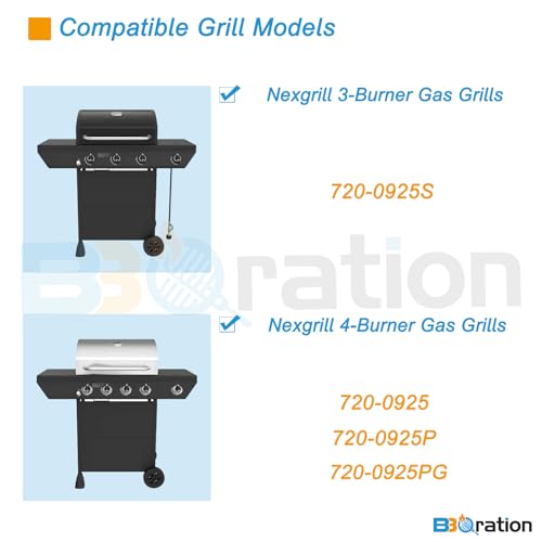 Image of Grill Parts for Nexgrill 4 Burner 720-0925 720-0925P 720-0925PG, Cooking Grate, Heat Shield and Burner Kit for Nexgrill 720-0925P Replacement Parts for Nexgrill 4 Burner 720-0925