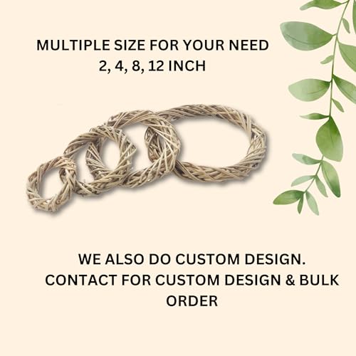 Image of Lata Vine Rattan Wilow Wreath for Craft, Artificial Flower Bouquet | Round Ring for Decoration, Dry Flower Making | 6 Pcs | Christmas / Xmas Party D?cor Wooden Twig for Wall Hanging