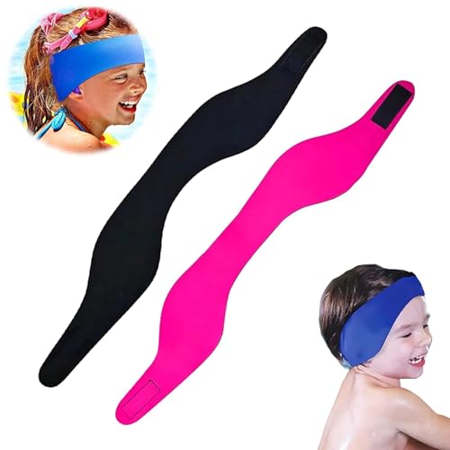 Schwimmen Stirnband für Kinder,Schwimmen Stirnband,Hohe Elastizität & Klettverschluss - Wasserdichtes Kopfband Haarband für,für Damen und Herren,Kinder & Erwachsene,Kleinkinder Haar-Schutz hält die