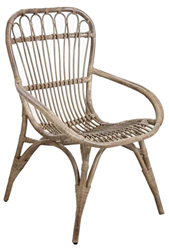 AUBRY GASPARD - Fauteuil Rotin Gris Maéva - Dimensions 68 x 66 x 96 cm - Poids 5,40 kg - Extérieur Compatible - Matériau Patinable - Entretien Facile - Livré Monté - Aménagement Jardin Intérieur