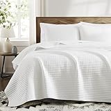 WRENSONGE White Quilt Set Queen Size-3 Pieces Lightweight Bedspreads Summer Coverlet for All Season, Soft Quilt Bedding Set with 2 Pillow Shams Suitable for Bed & Couch